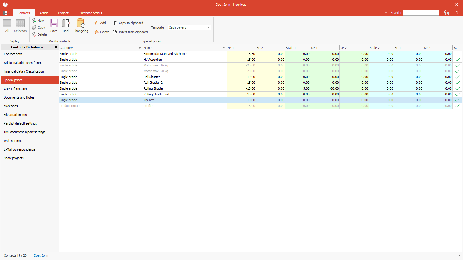 ingenious software customer cpecial prices and conditions