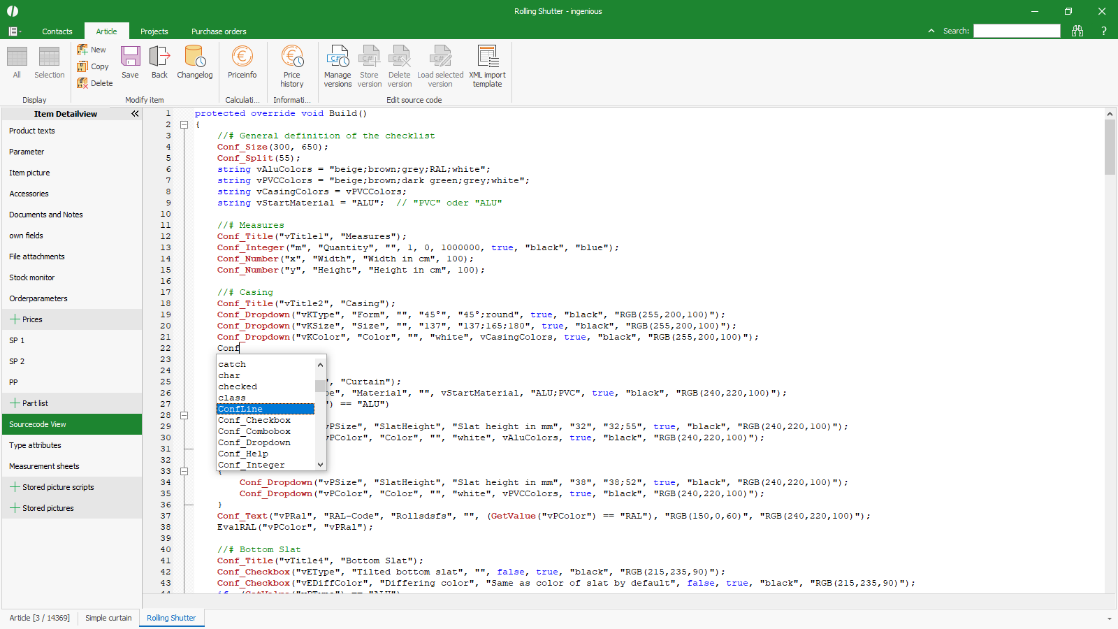 ingenious software product configurator source code