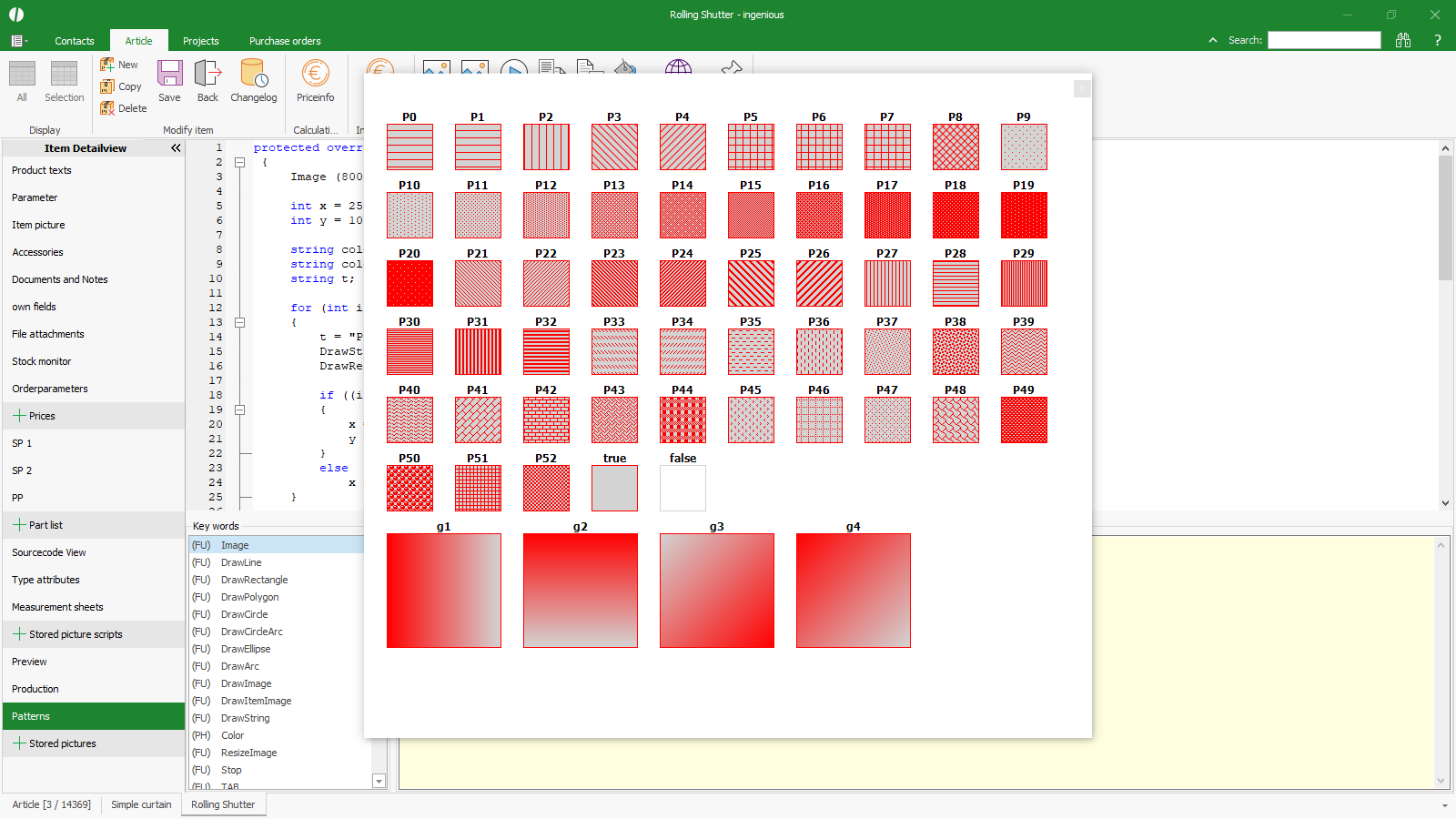 ingenious software partlist picture script patterns