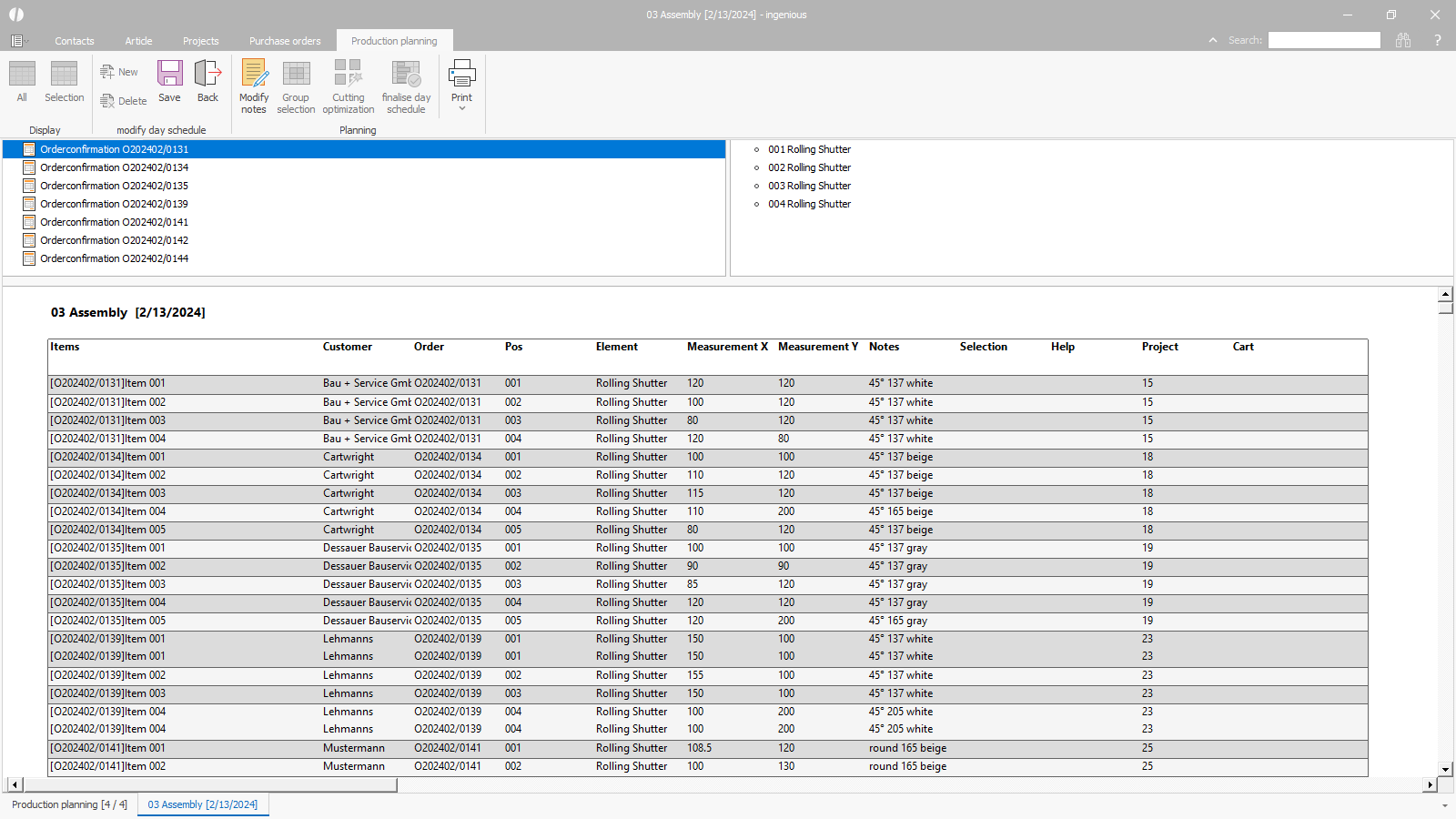 Paperless production schedule