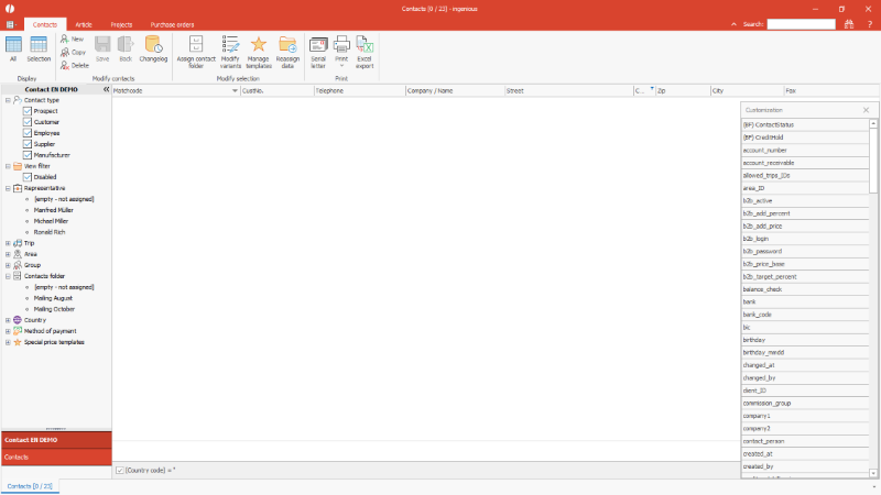 Click to Enlarge Column chooser in contacts list view