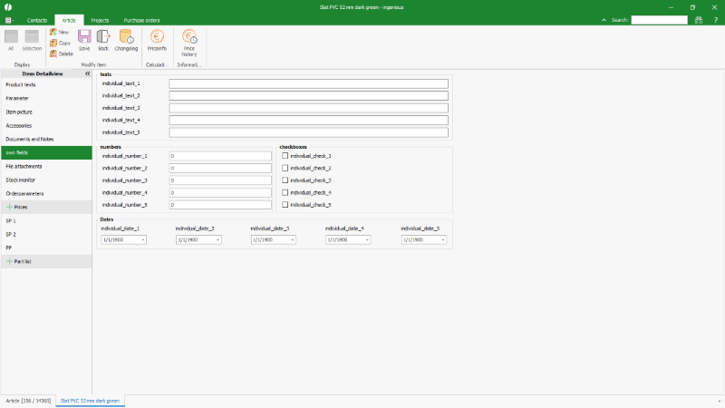 Click to Enlarge Own field to save individual article details