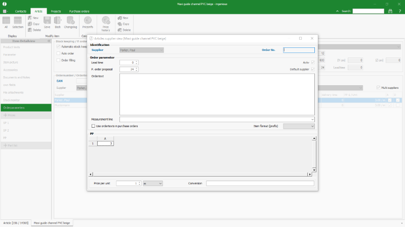 Click to Enlarge Individual order parameters of a supplier