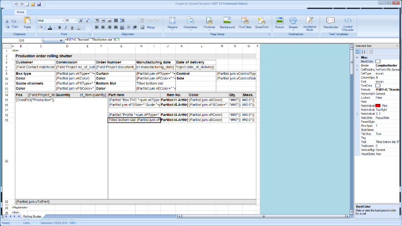 Click to Enlarge Measurement sheet editor