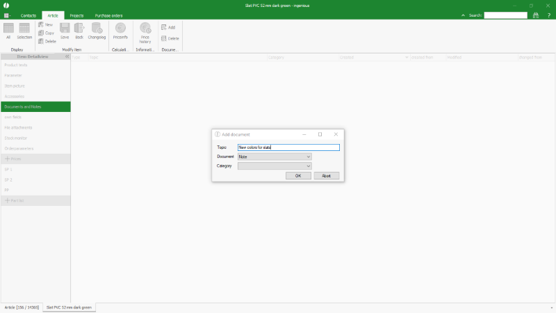 Click to Enlarge Creating a new note for an article