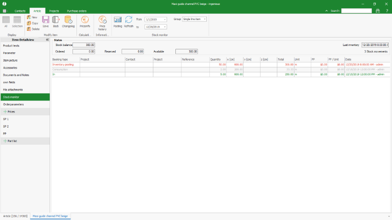 Stock monitor - Ingenious - Software solutions for trade and industry