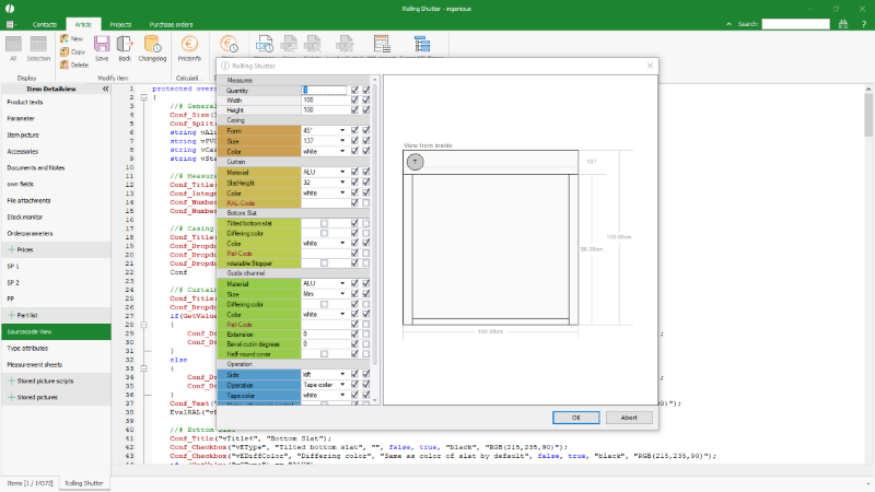 Click to Enlarge Pre-configuration of a partlist for the XML order import
