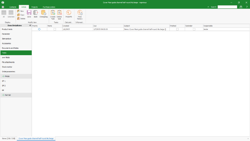 Click to Enlarge Tasks for an article