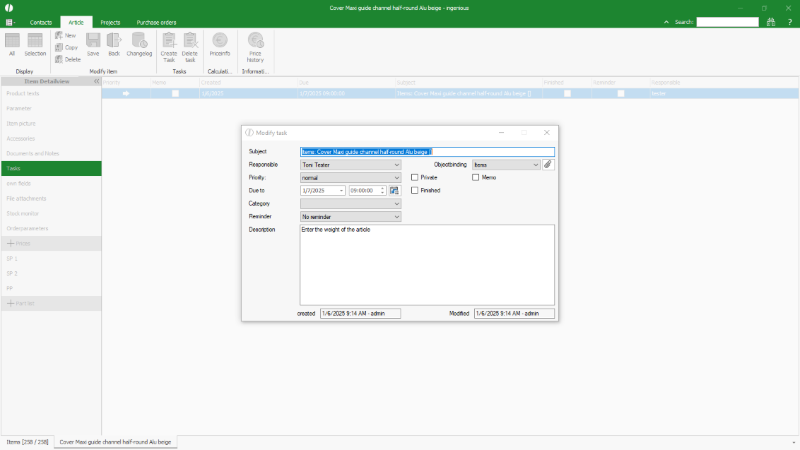 Click to Enlarge View and edit a task for the article