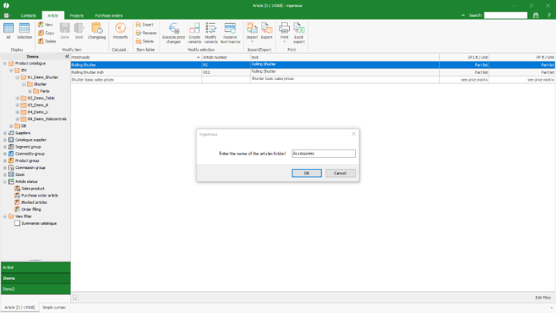 Click to Enlarge Creation of a new article folder