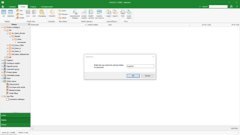 Click to Enlarge Renaming an existing article folder