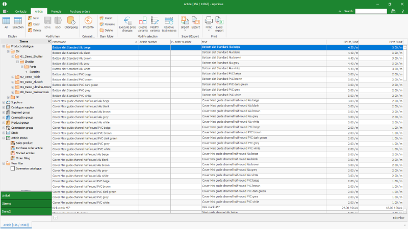 Click to Enlarge Example of an article / items list view