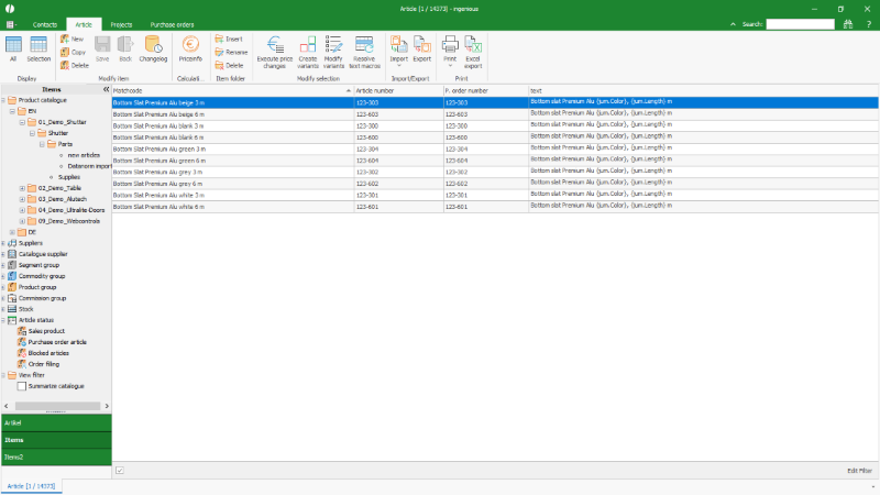 Click to Enlarge Storage of the created articles