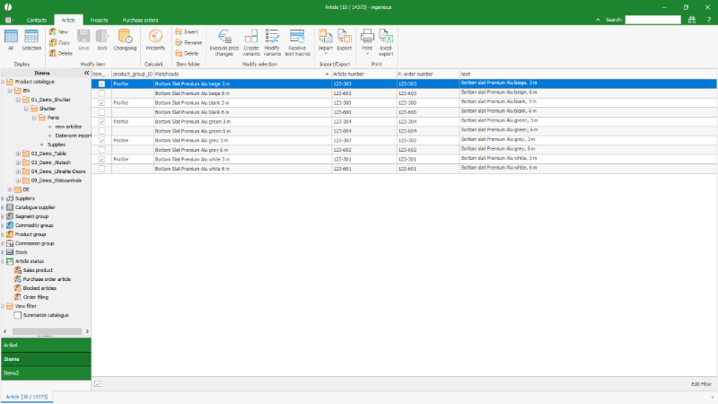 Click to Enlarge Modified parameters