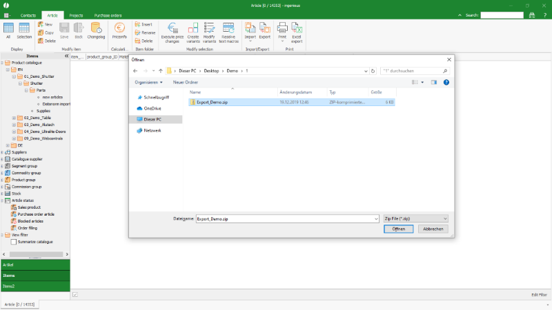 Click to Enlarge Windows dialogue to open the zip-archive