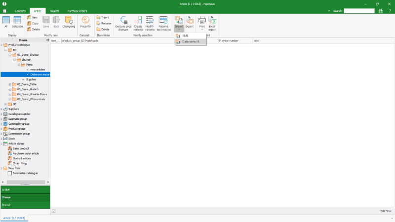 Click to Enlarge Start the Datanorm 5 import