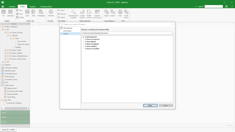 Click to Enlarge Result of the import