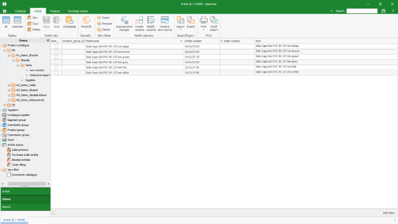 Click to Enlarge Imported articles from Datanorm 5 file