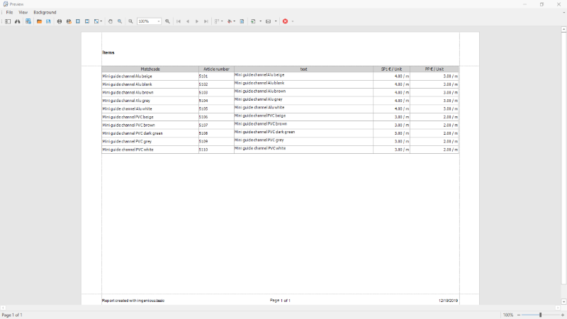 Click to Enlarge Print preview of an article list view