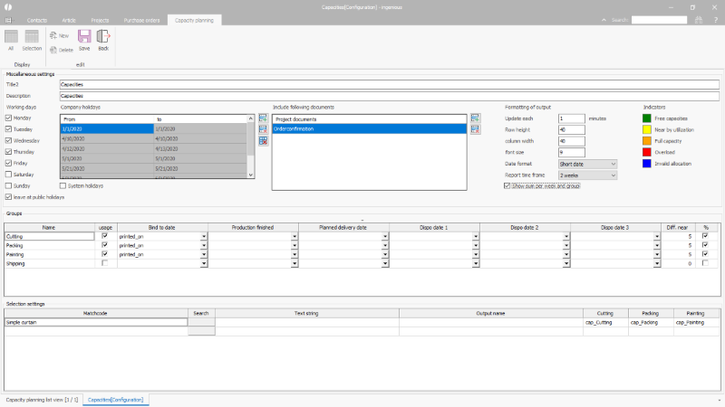 Click to Enlarge Configuration of a capacity planning  wall chart