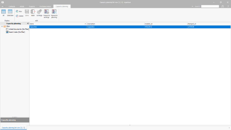 Click to Enlarge Configurated capacity planning in the list view