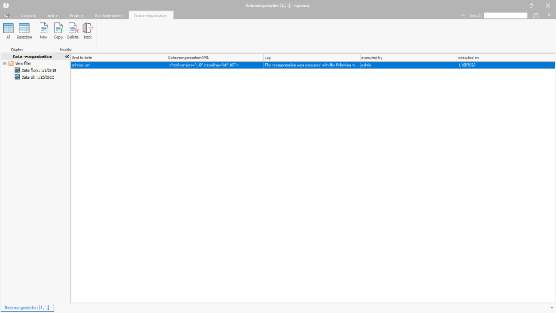 Click to Enlarge The list view of the data reorganization