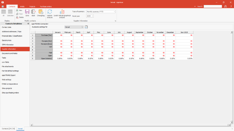 Loading the openTrans settings for the supplier Heroal
