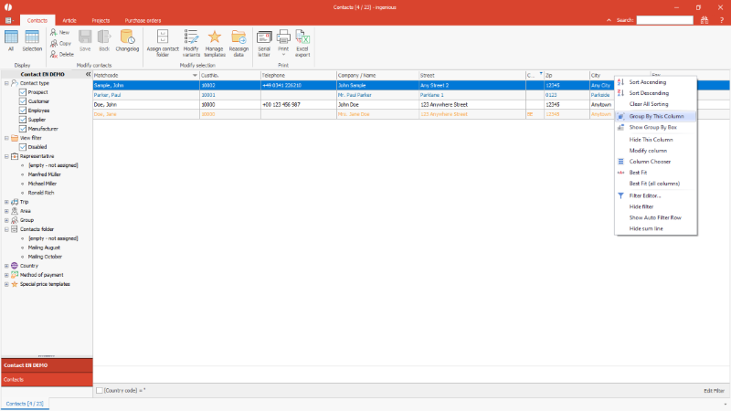 Click to Enlarge Group data records in list view by single column