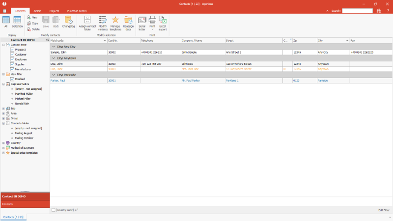 Click to Enlarge Grouped list view
