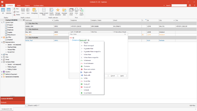 Click to Enlarge Modify complex filters