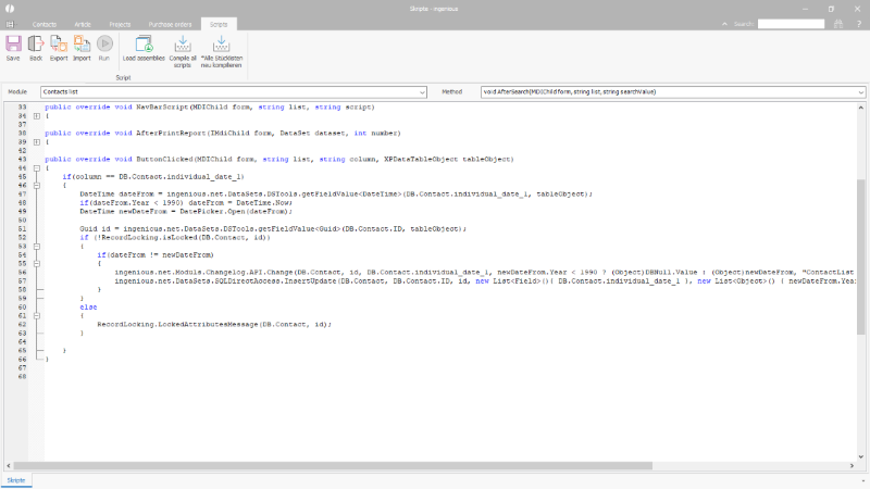 Example script for a button in the contact list
