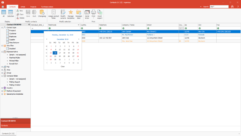 Click to Enlarge Set a date by button