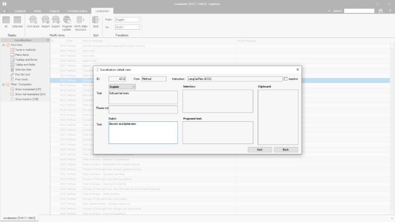 Translate a text item