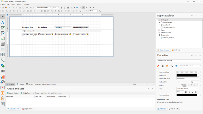 Print report designer
