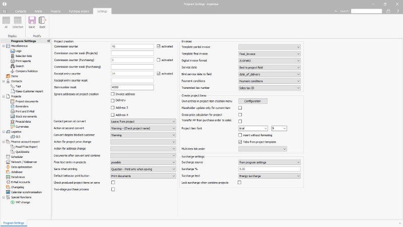 Click to Enlarge Global settings for projects