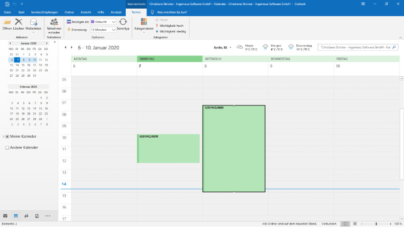 Click to Enlarge Synchronized calendar in Outlook