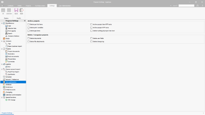 Click to Enlarge Configuration of the data optimization