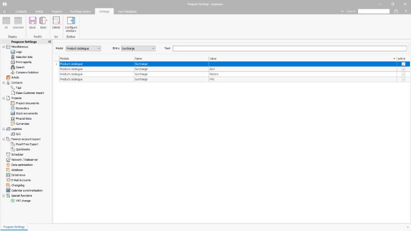 Creation of the surcharge groups for articles