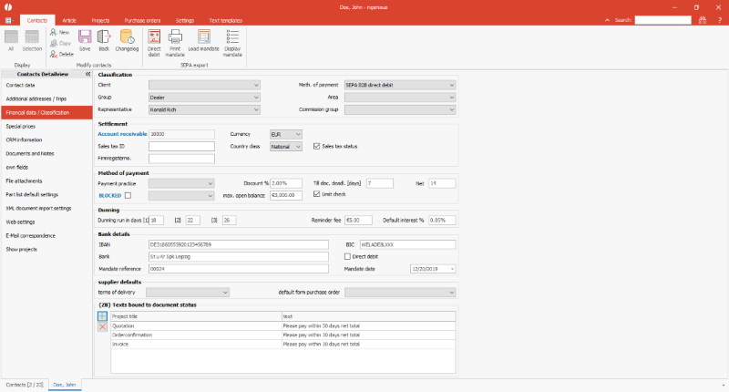 Click to Enlarge Imported texts bound to document status
