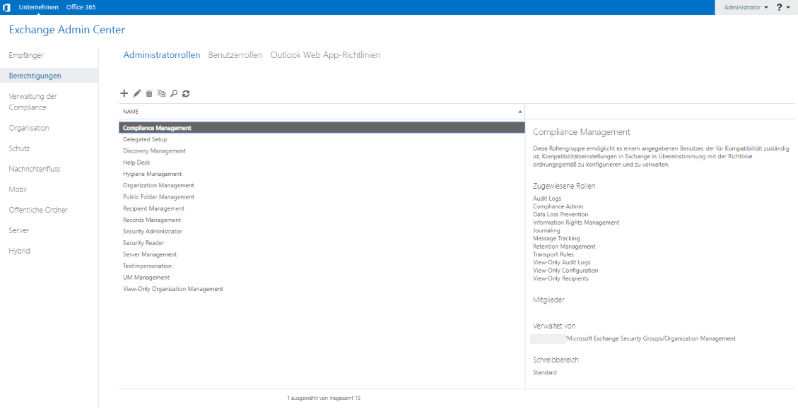 Click to Enlarge Create administration role in Exchange