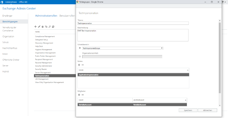 Click to Enlarge Creation of the administration role in Exchange