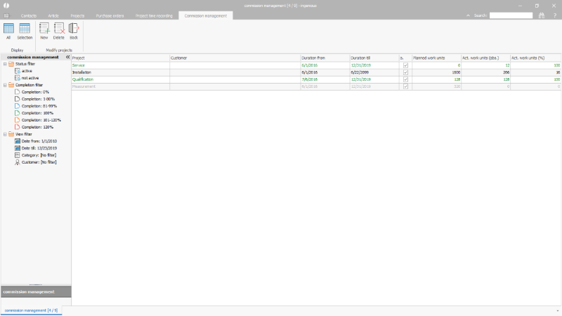 Click to Enlarge Commission management