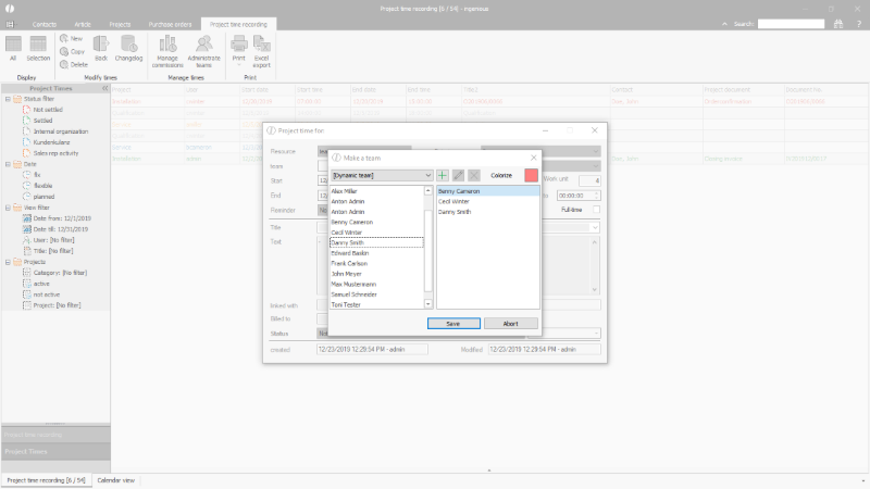 Creation of a dynamic team