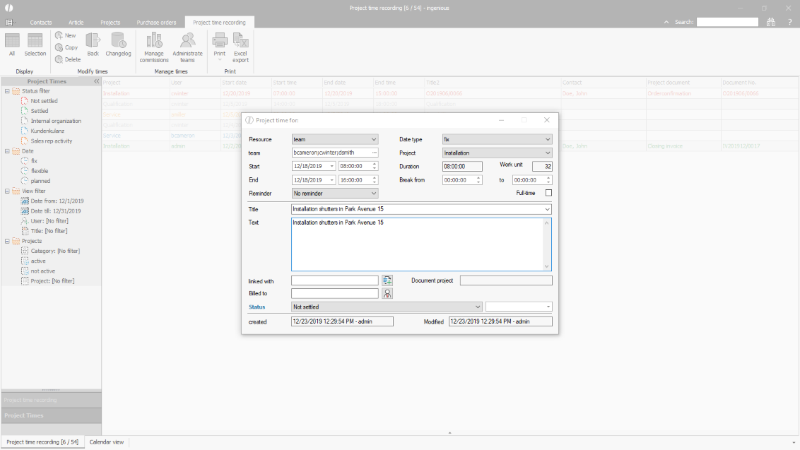 Time entry for a team