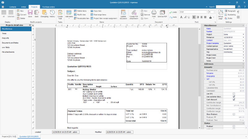 Projects detail view