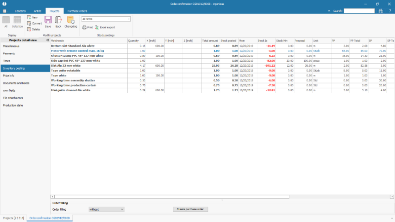 Inventory positing with an order filling article