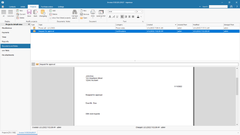 Text editor for the editing of a document