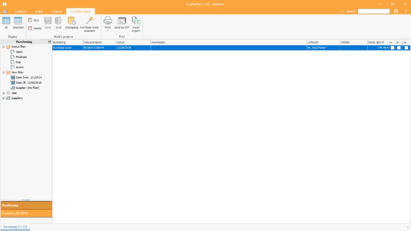 Manually created commission order