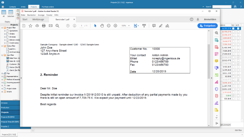 Preview combined reminder