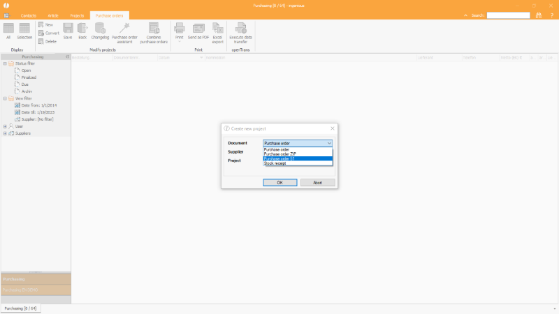 Click to Enlarge Creation of purchase order type 51
